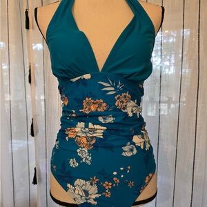 Cupshe Blue Floral One-Piece Swimsuit